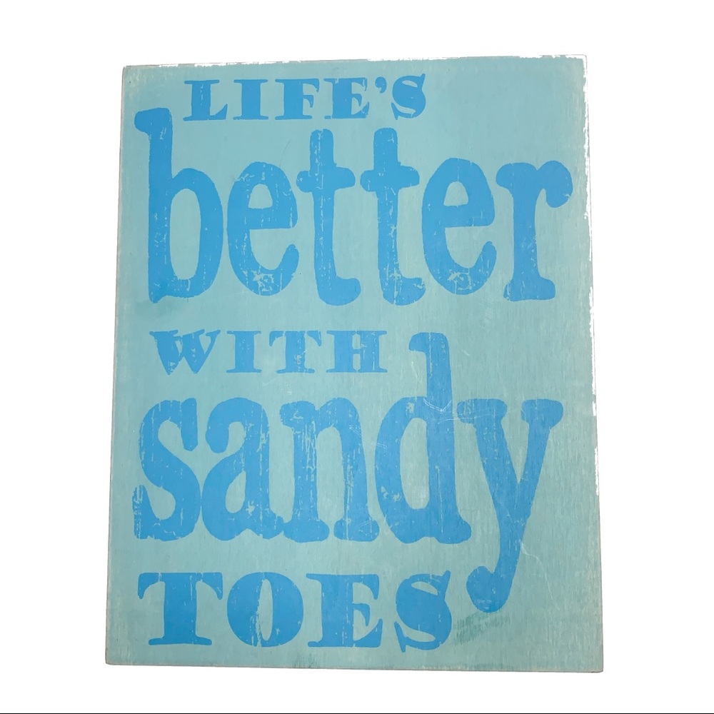 LIFE IS BETTER Blue Wood Wall Art